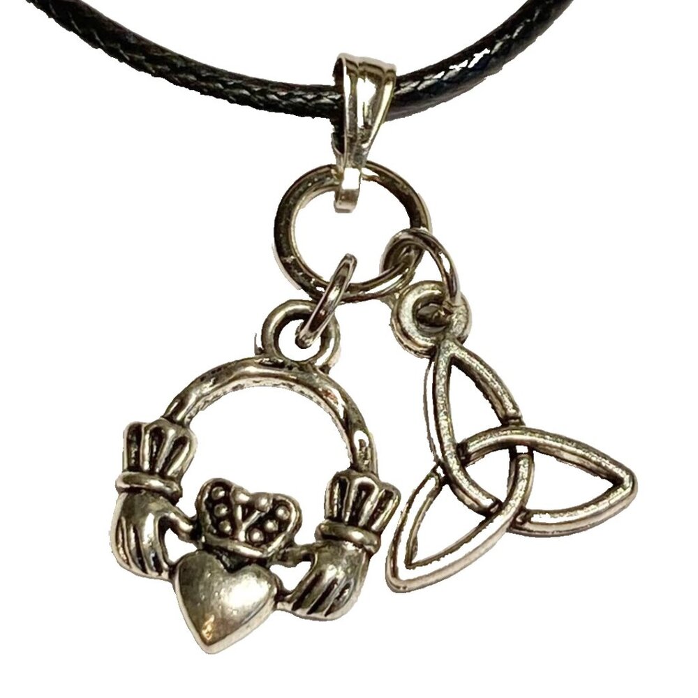 Claddagh Necklace Irish Celtic Knot Silver Plated St. Patricks Day 18"
